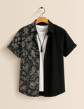 Men's Monochrome Cat Pattern – Printed Half Sleeve Shirt