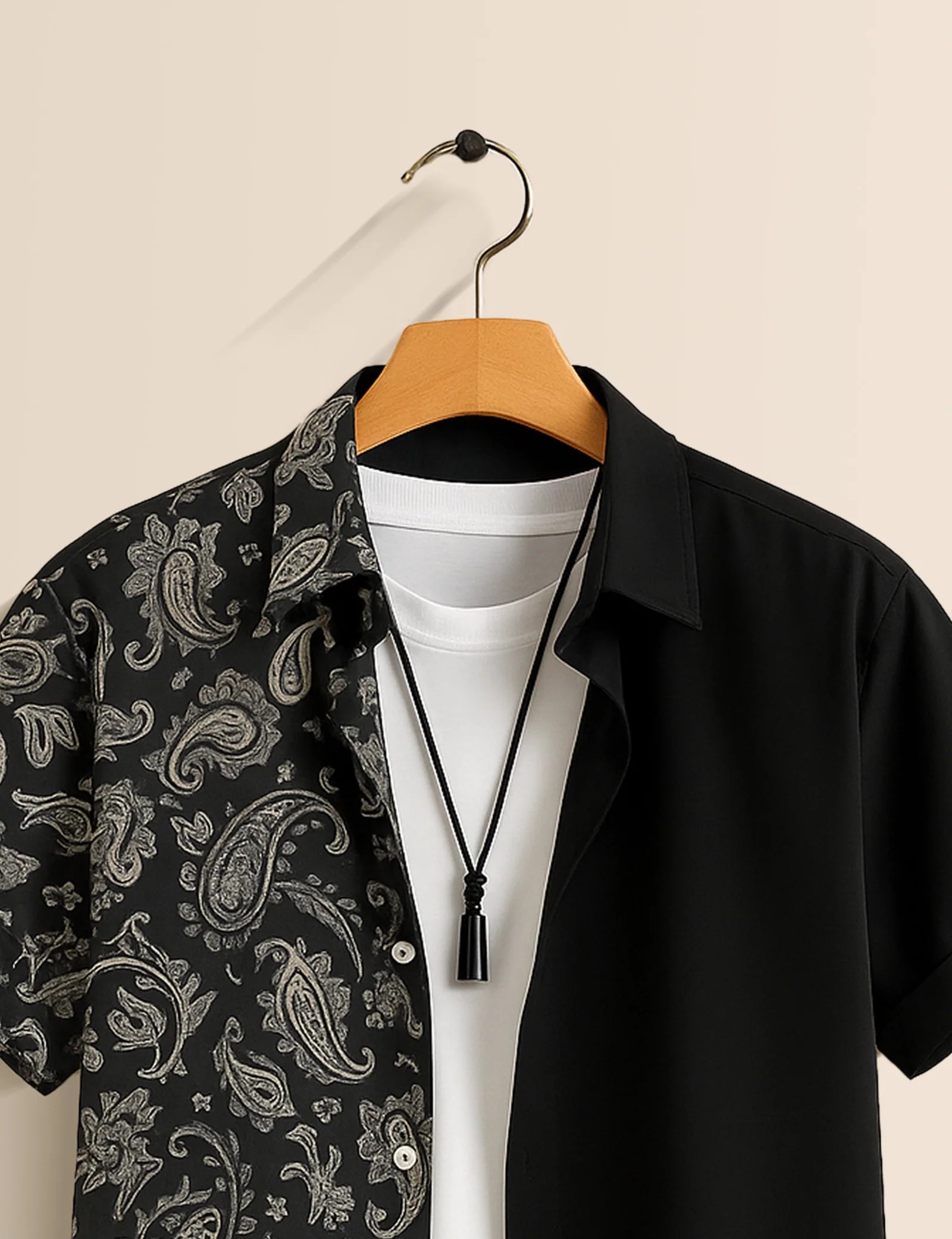 Men's Monochrome Cat Pattern – Printed Half Sleeve Shirt