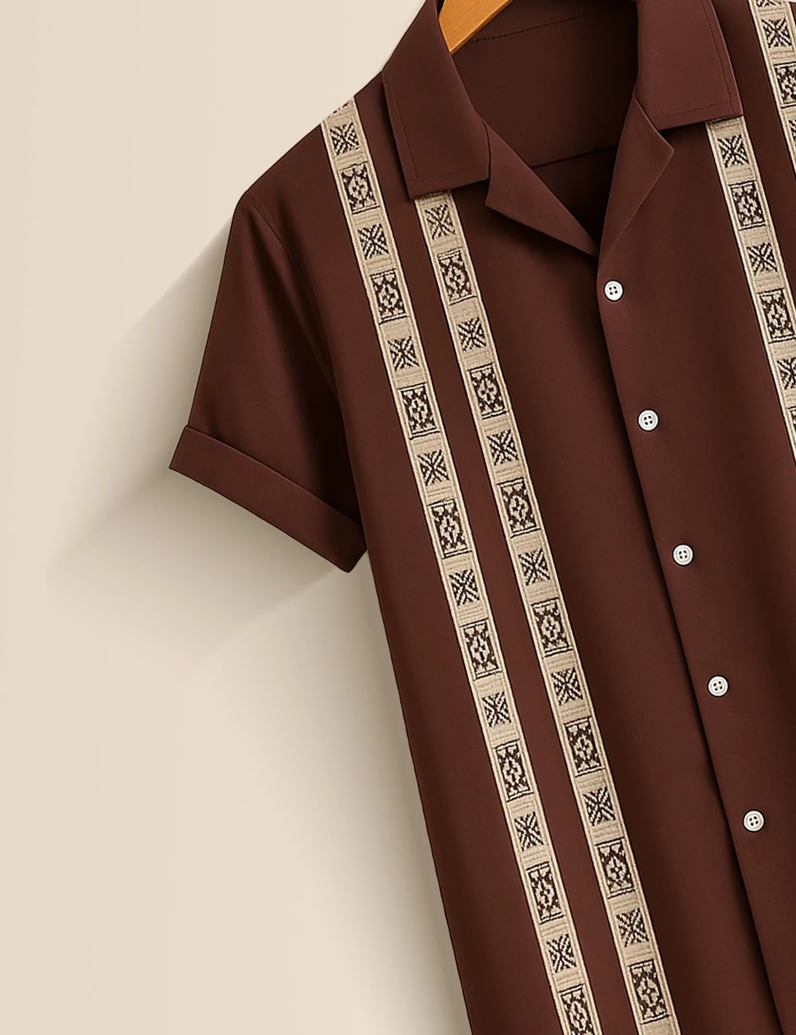 Men's Maroon Tribal Stripe – Printed Half Sleeve Shirt