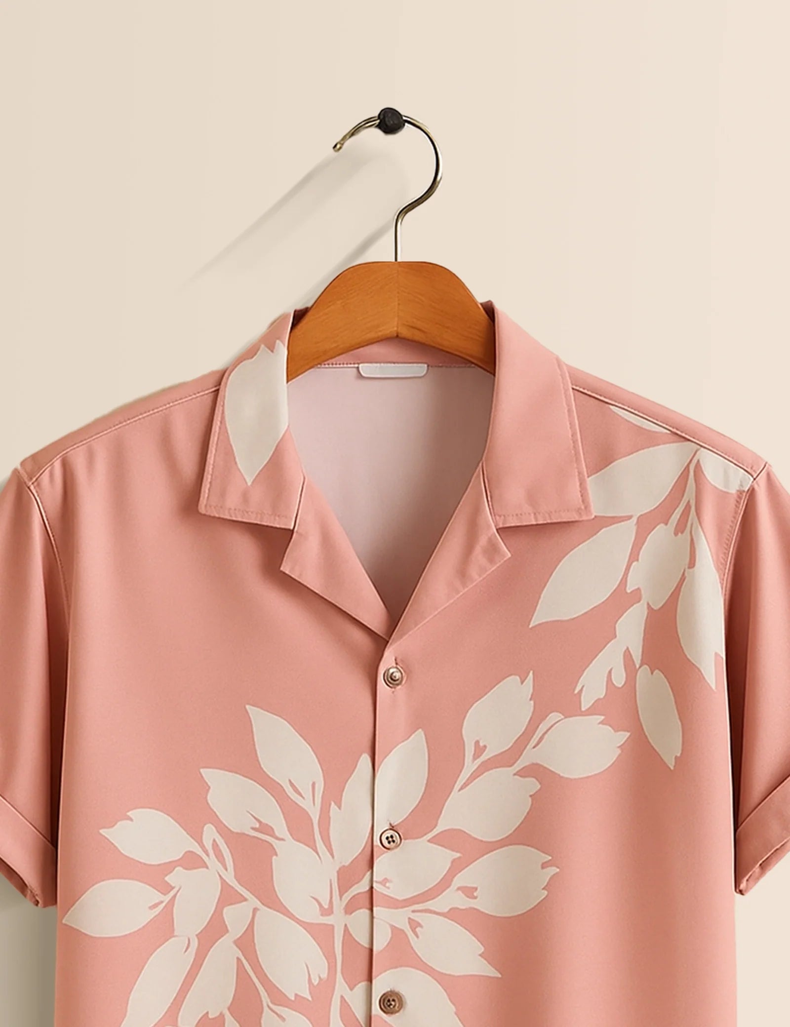 Men's Pink Flower Leaf Print – Printed Half Sleeve Shirt