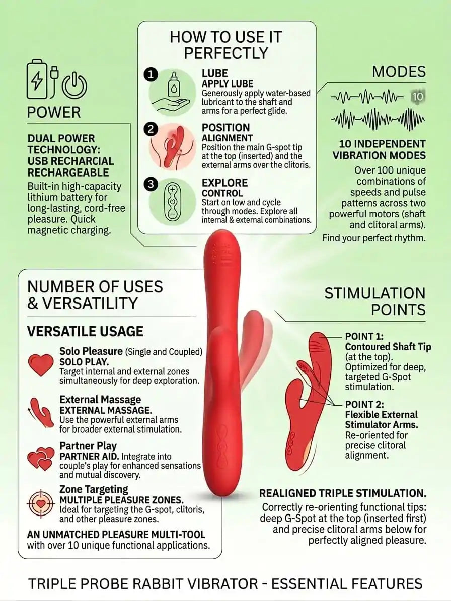 Triple Stimulation Rabbit Vibrator India | G-Spot, Clitoral & Perineum – Lovenjoy