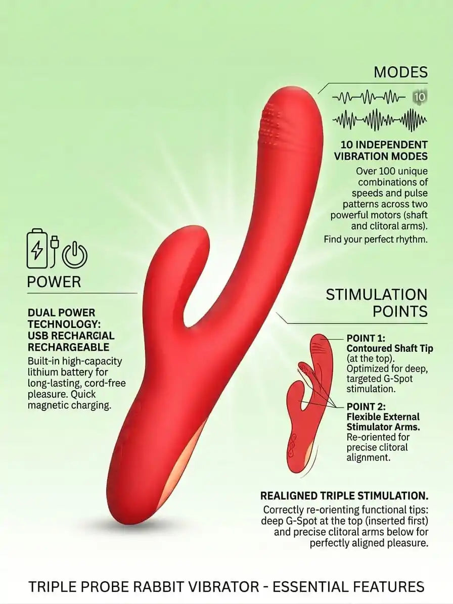 Triple Stimulation Rabbit Vibrator India | G-Spot, Clitoral & Perineum – Lovenjoy
