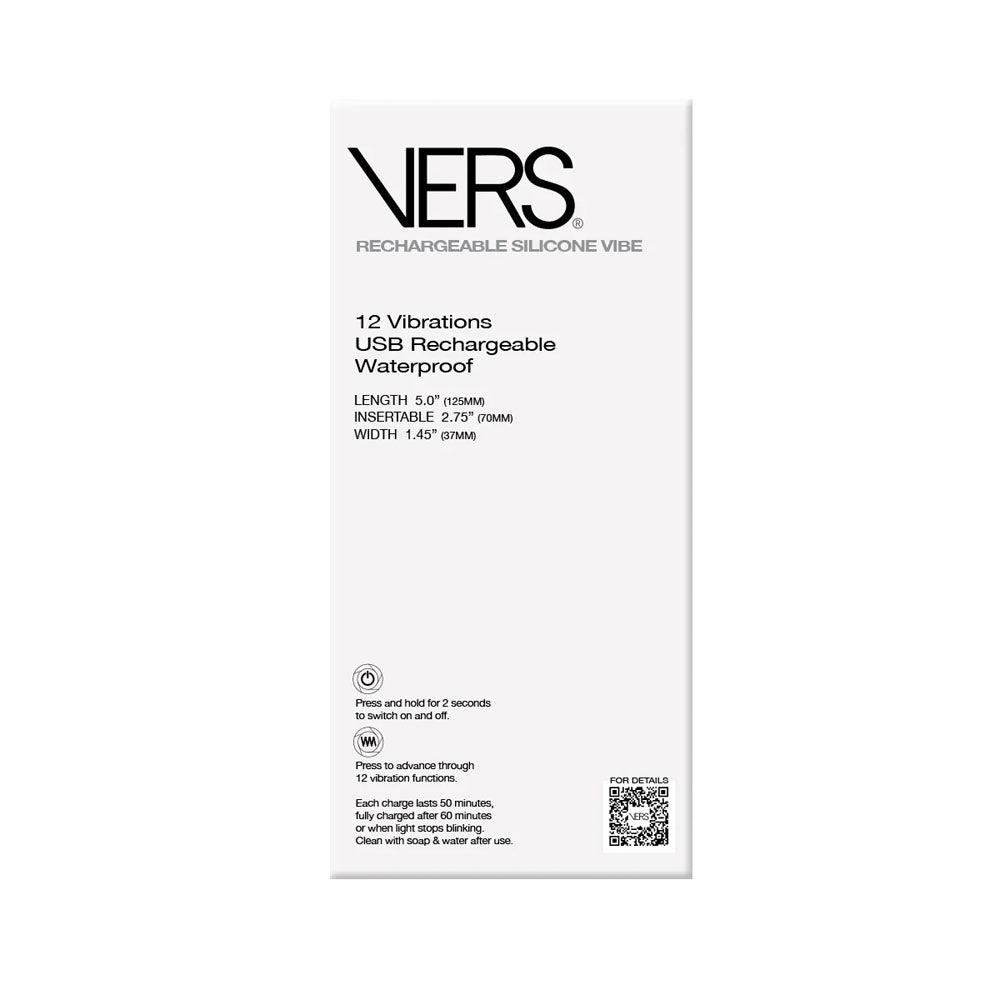 VERS Rechargeable Silicone Vibrating Butt Plug - Black