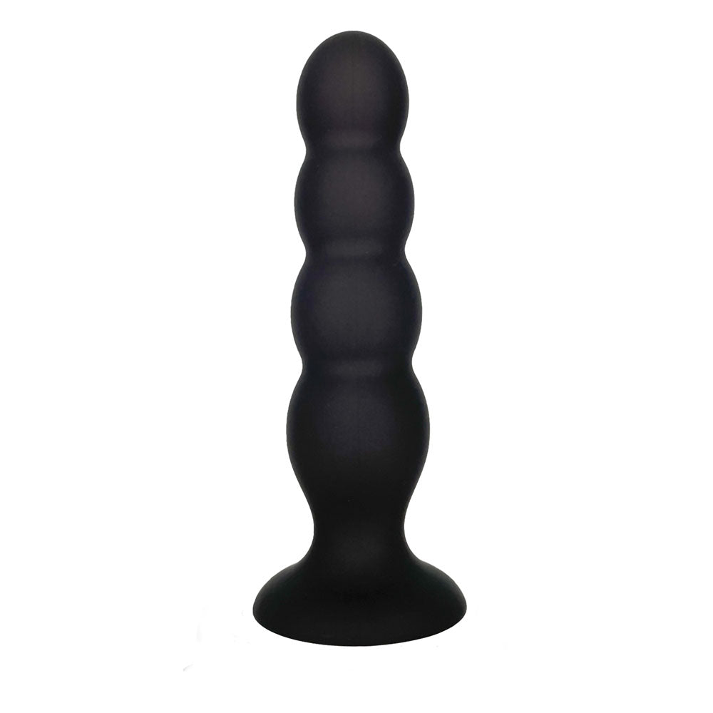 VERS Liquid Silicone Suction Anal Plug with Internal Steel Balls  - Black