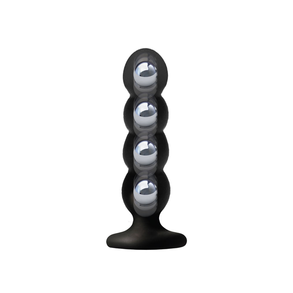 VERS Liquid Silicone Suction Anal Plug with Internal Steel Balls  - Black