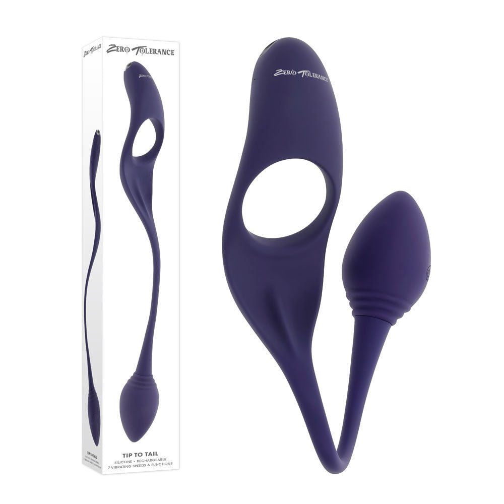 Zero Tolerance Tip To Tail - Vibrating Butt Plug + Cock Ring  - Blue