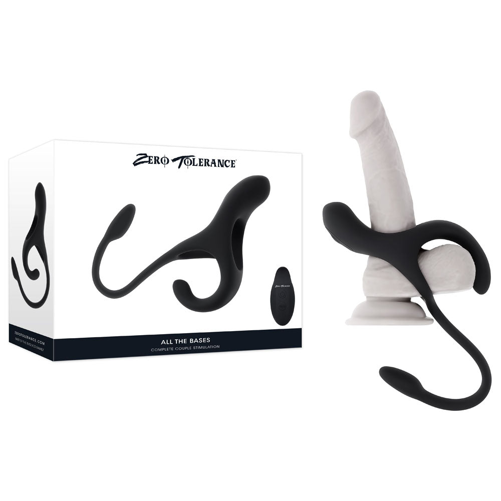 Zero Tolerance All The Bases - Vibrating Cock Ring with Remote - Black