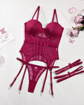 Turn Up The Heat Tonight – 3 Piece Set with Panty & Leg Garters