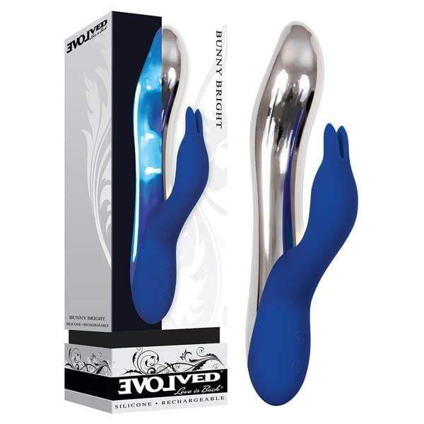 Evolved Bunny Bright - Blue/Silver USB Rechargeable Rabbit Vibrator with Mood Lighting