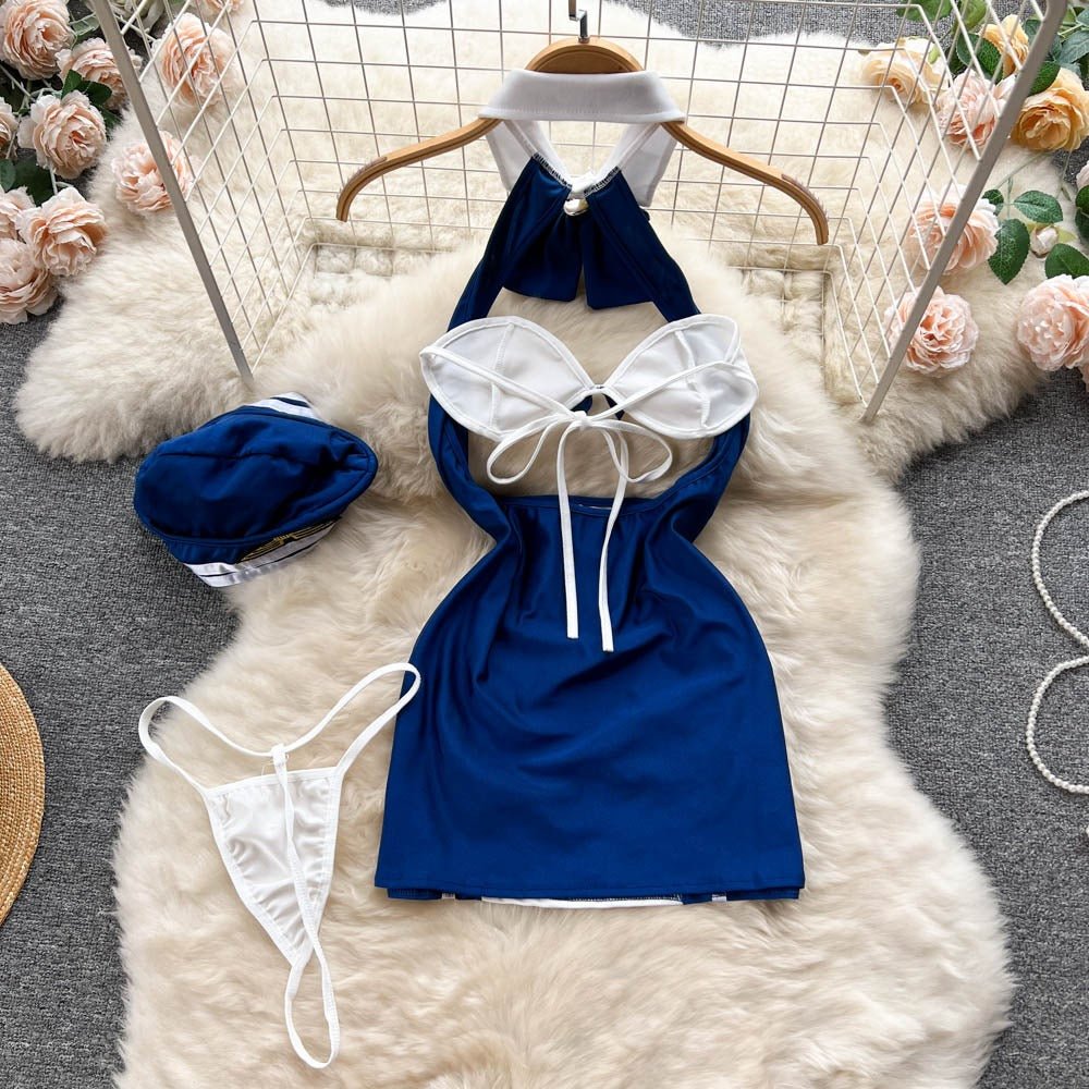 Be His Sky-High Captain Tonight – 6 Piece Set with Panty, Headpiece & Bow