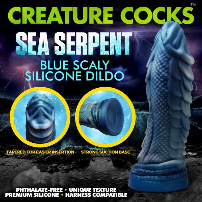 Creature Cocks Sea Serpent Blue Scaly Fantasy Dildo