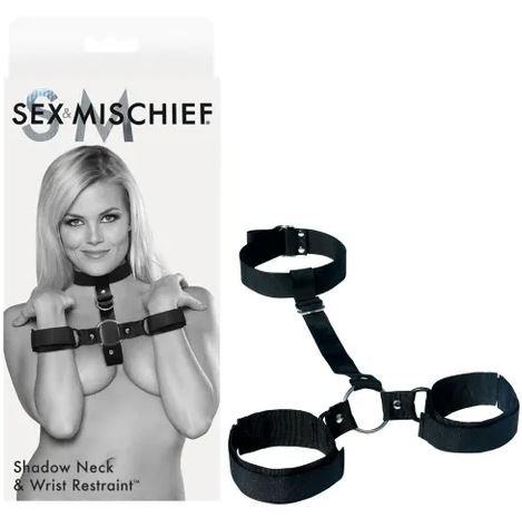 Sex & Mischief Shadow Neck and Wrist Restraint - Black