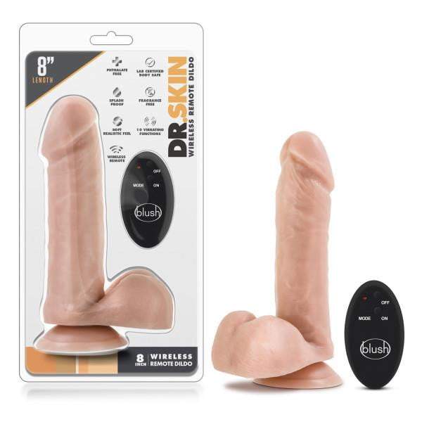Dr. Skin - Vibrating 8 Inch Dildo with Wireless Remote Control - Flesh