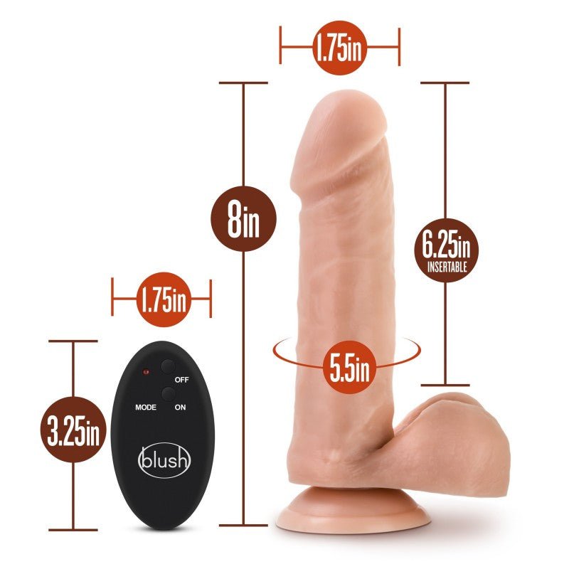 Dr. Skin - Vibrating 8 Inch Dildo with Wireless Remote Control - Flesh