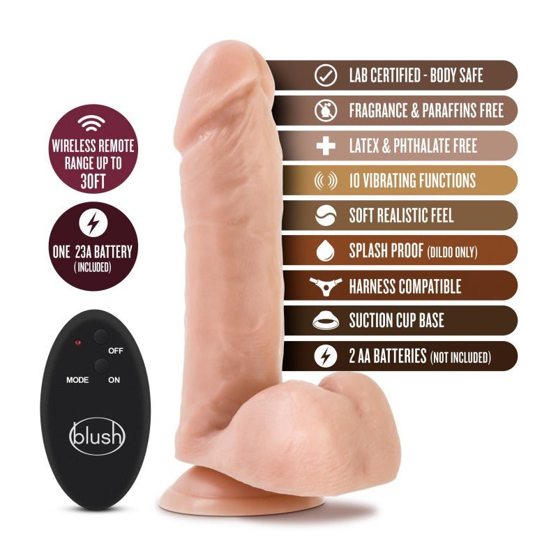 Dr. Skin - Vibrating 8 Inch Dildo with Wireless Remote Control - Flesh