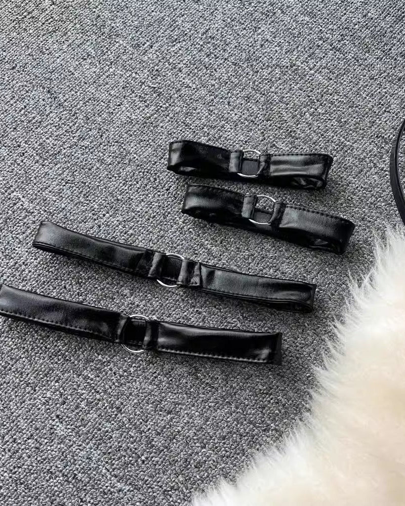 Take Control And Keep Him Guessing – 4 Piece Set with Cuffs, Headpiece & Garters