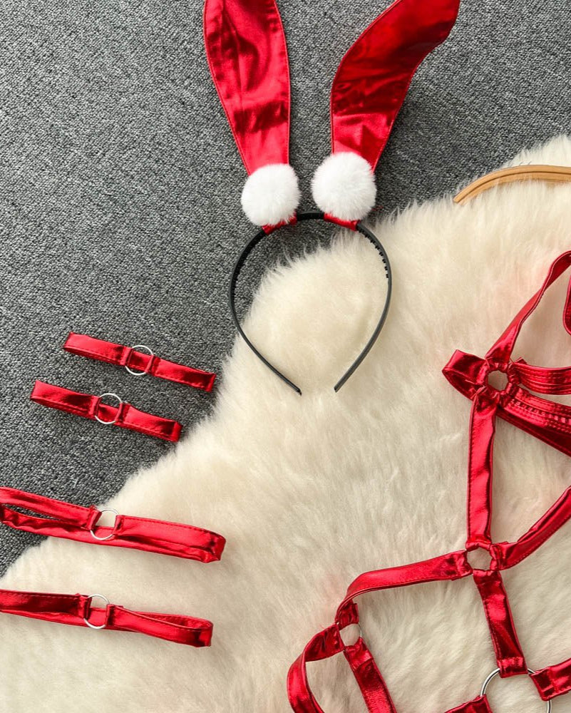 Take Control And Keep Him Guessing – 4 Piece Set with Cuffs, Headpiece & Garters