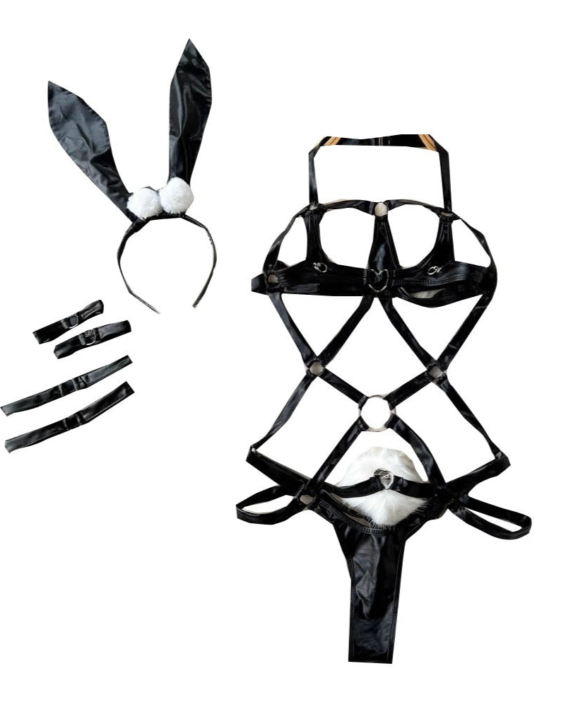 Take Control And Keep Him Guessing – 4 Piece Set with Cuffs, Headpiece & Garters