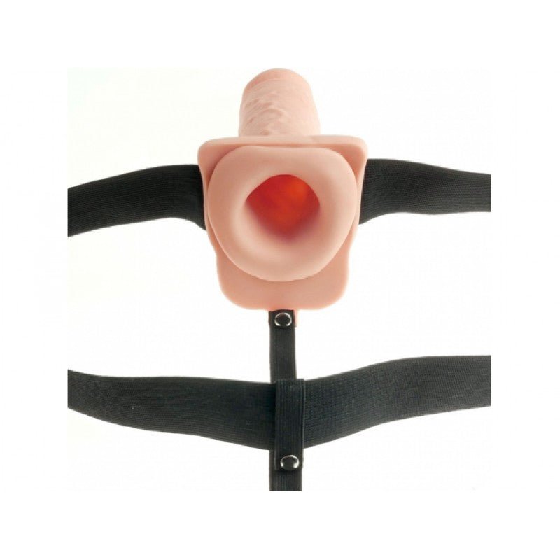 Fetish Fantasy Vibrating 11 Inch Hollow Strap-On with Balls - Flesh