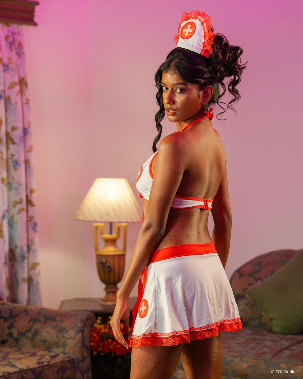 Take Charge as His Nurse – 4 Piece Set with Skirt, Headpiece & Panty