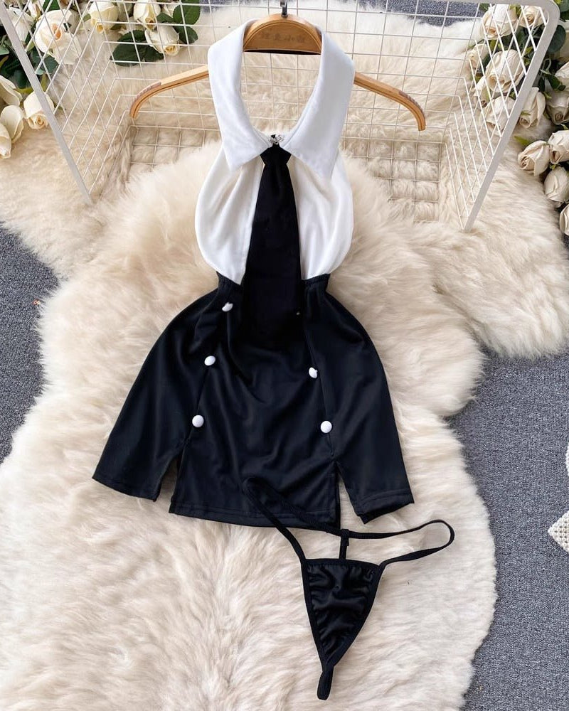 Show Him Who The Boss Is – 4 Piece Set with Panty & Stockings