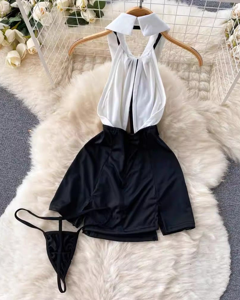 Show Him Who The Boss Is – 4 Piece Set with Panty & Stockings