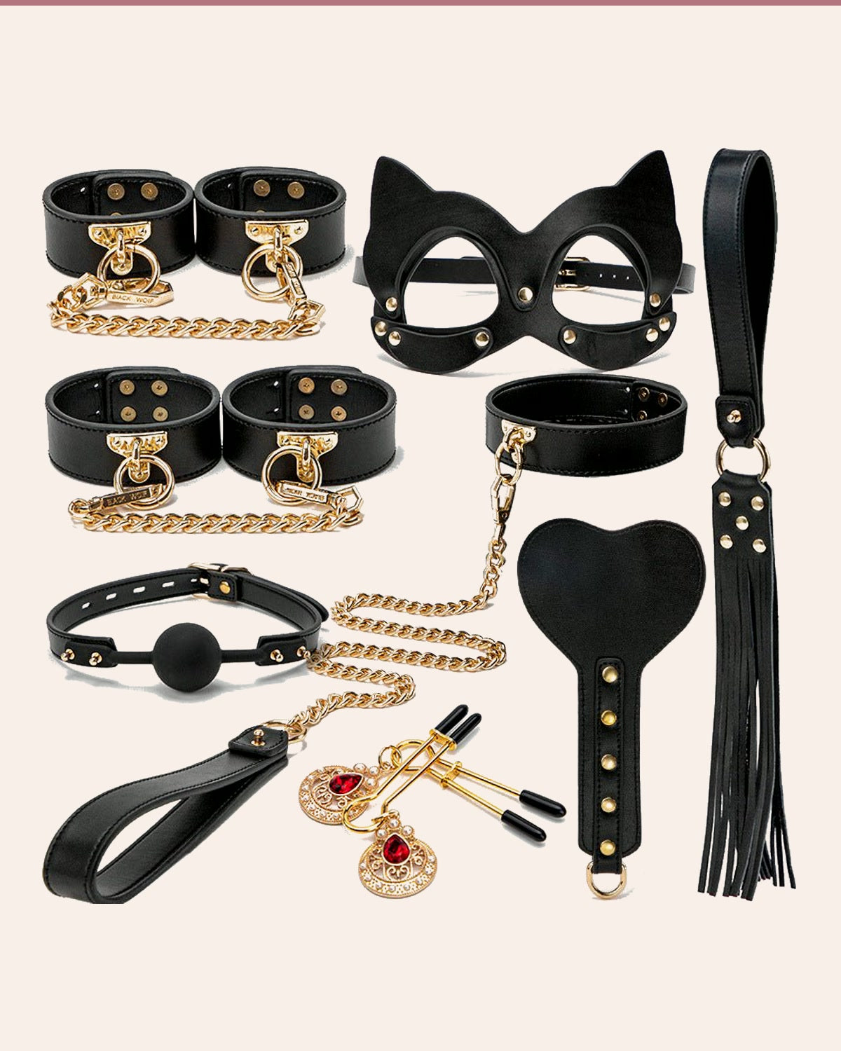 Set The Rules For Tonight – 7 Piece Set with Cuffs, Flogger & Paddle
