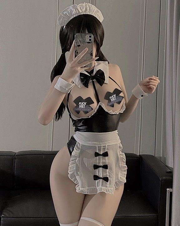 Serve Him With Devilish Delight – 5 Piece Set with Headpiece, Apron & Cuffs