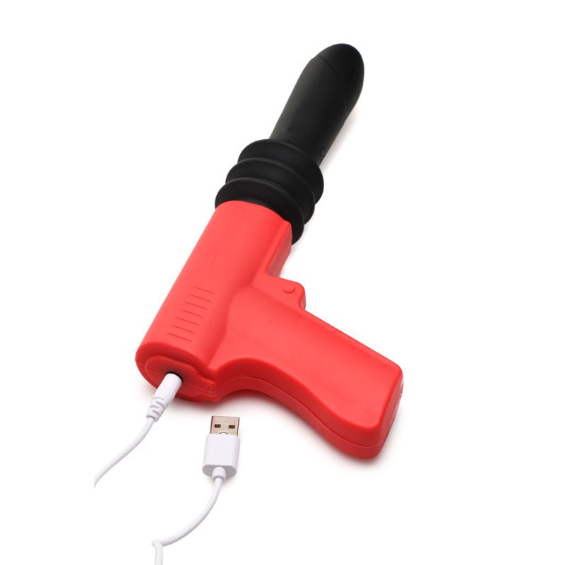 Master Series Pistol Pounder Thrusting Vibrator with Gun Handle - Black/Red