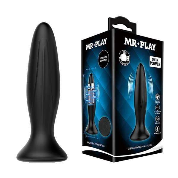 Mr Play 12 Vibrating Anal Butt Plug - Black