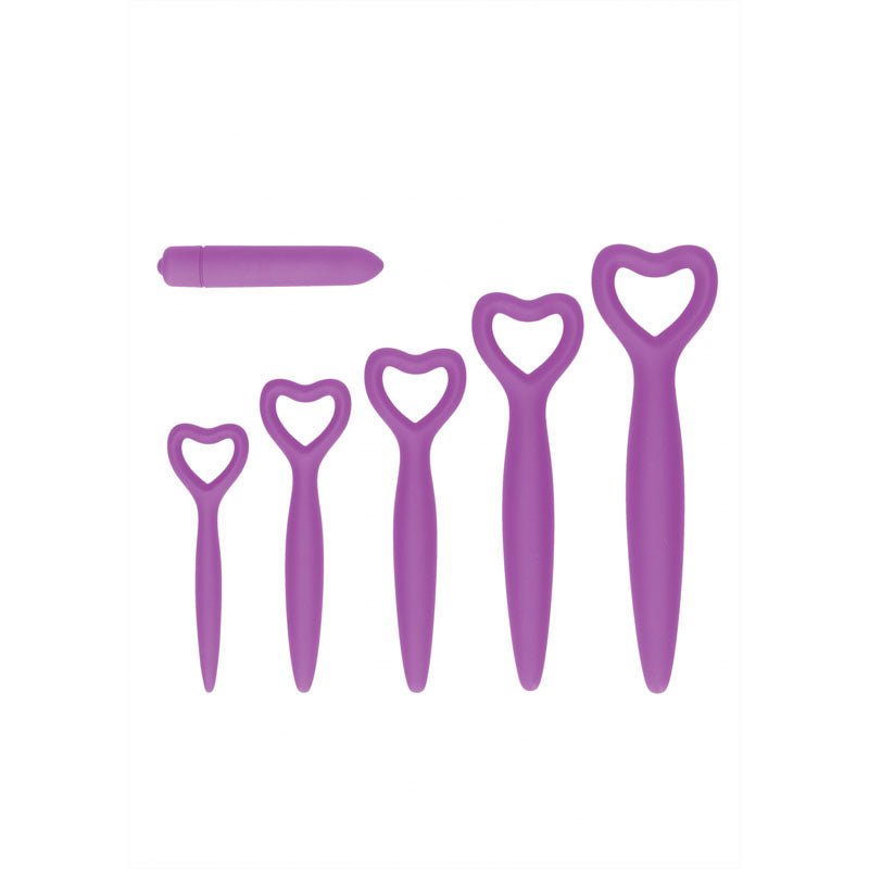 OUCH! Silicone Vaginal Dilator Set - Purple - Vibrating - Set of 5 Sizes