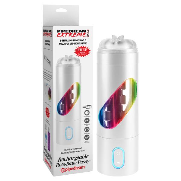 Pipedream Extreme Toyz Rechargeable Roto-bator Pussy - White