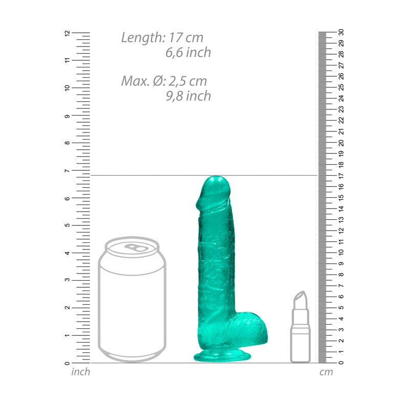 RealRock 6 Inch Realistic Dildo with Balls - Turquoise