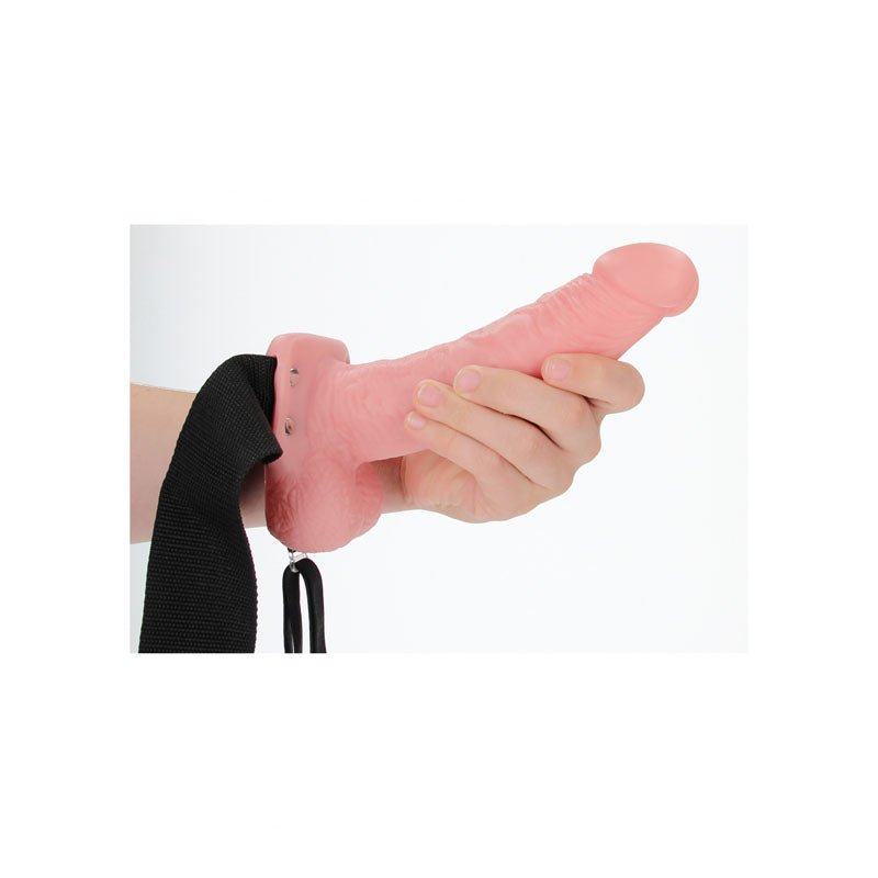 RealRock 7 Inch Hollow Strap-On with Balls - Flesh