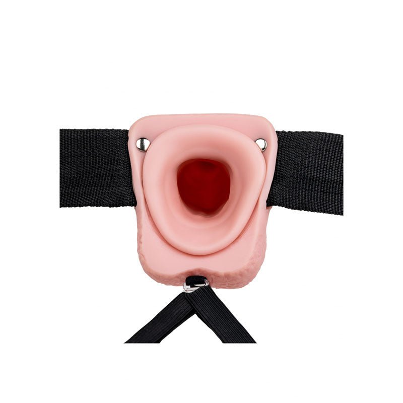 RealRock 7 Inch Vibrating Hollow Strap-On - Flesh