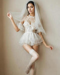 Be His Beautiful Bride Tonight – 6 Piece Set with Veil & Stockings