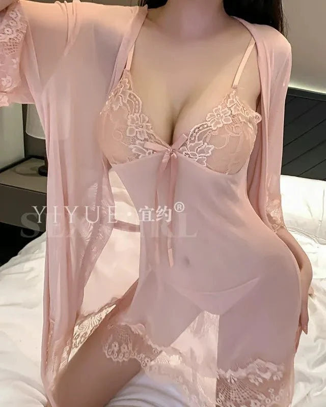 Make Him Wait For The Reveal – 3 Piece Set with Robe & Panty