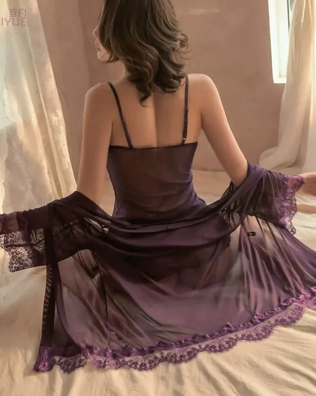 Make Him Wait For The Reveal – 3 Piece Set with Robe & Panty