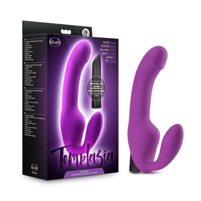 Temptasia Cyrus 8.5 Inch Strapless Dildo - Purple