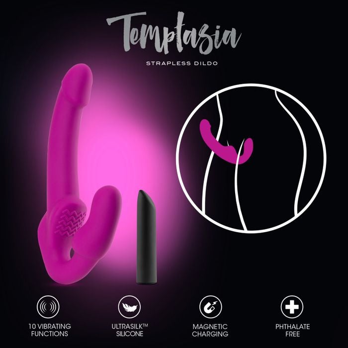 Temptasia Estella 9.5 Inch Strapless Dildo - Pink