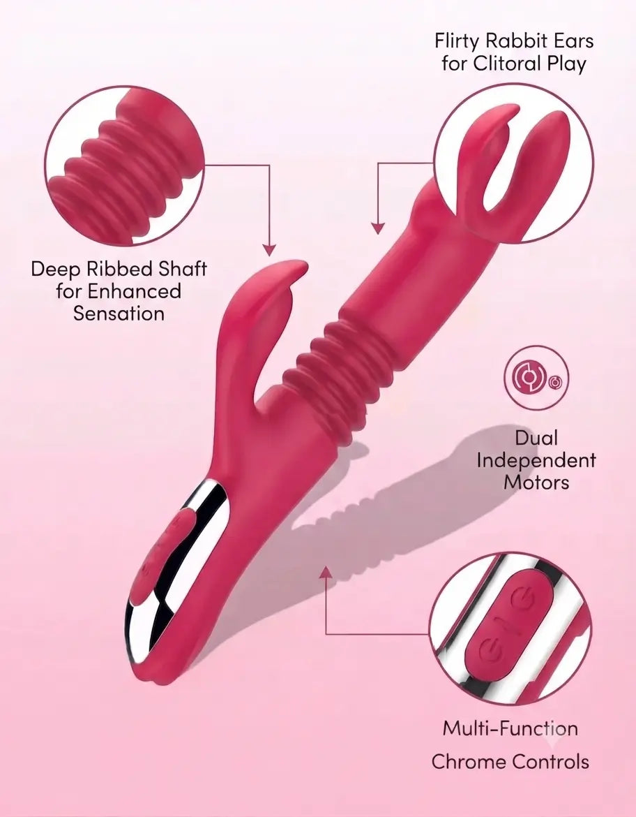 Bliss Rabbit Dual-Motor Vibrator with Ribbed Shaft