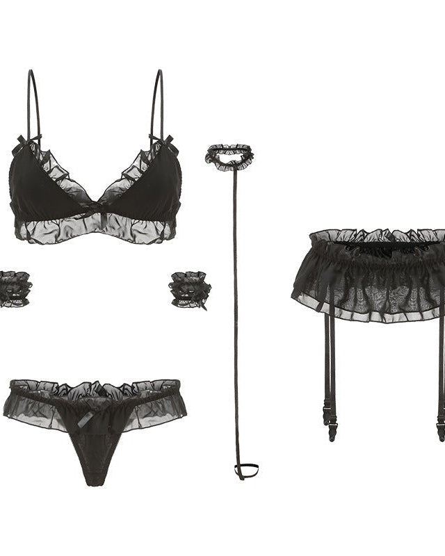 Play His Favourite Doll Tonight – 5 Piece Set with Panty, Choker & Thigh Band