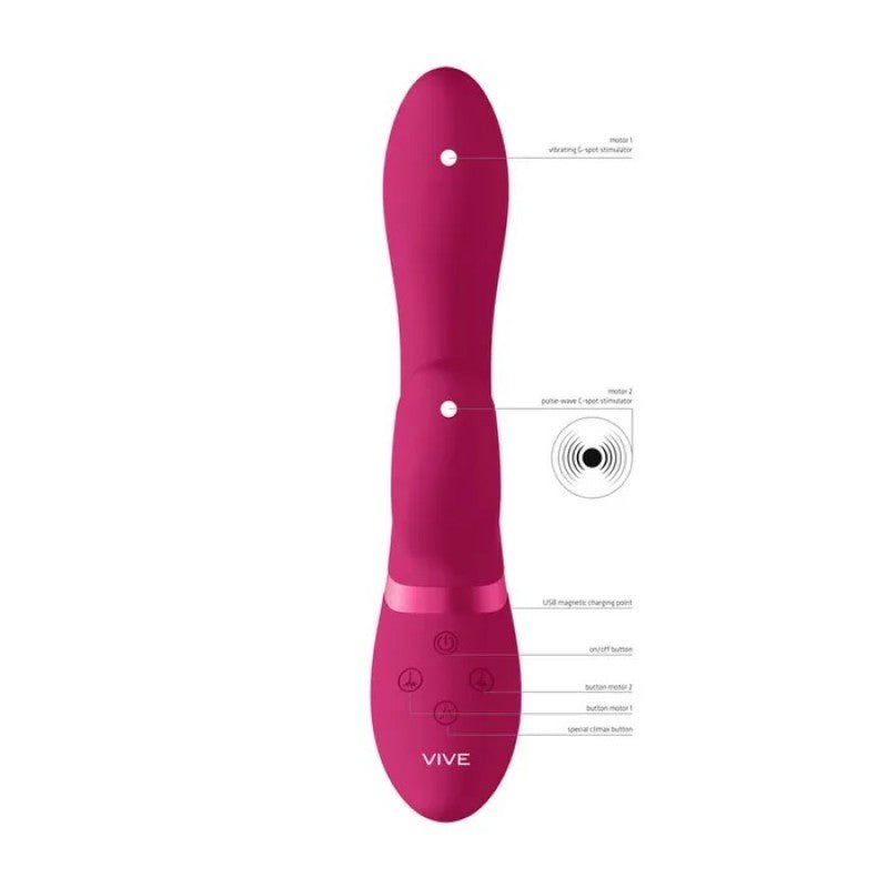 Vive Kyra Pulsating Tip Rabbit Vibrator - Pink