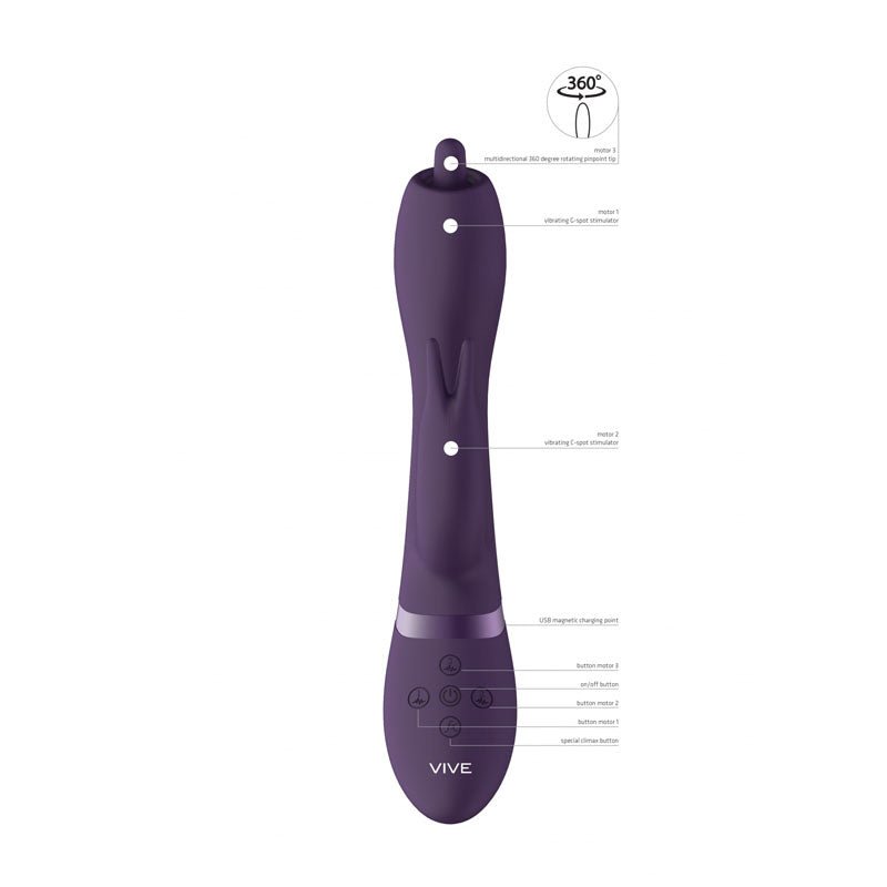 Vive Nilo Swirling Tip Rabbit Vibrator - Purple