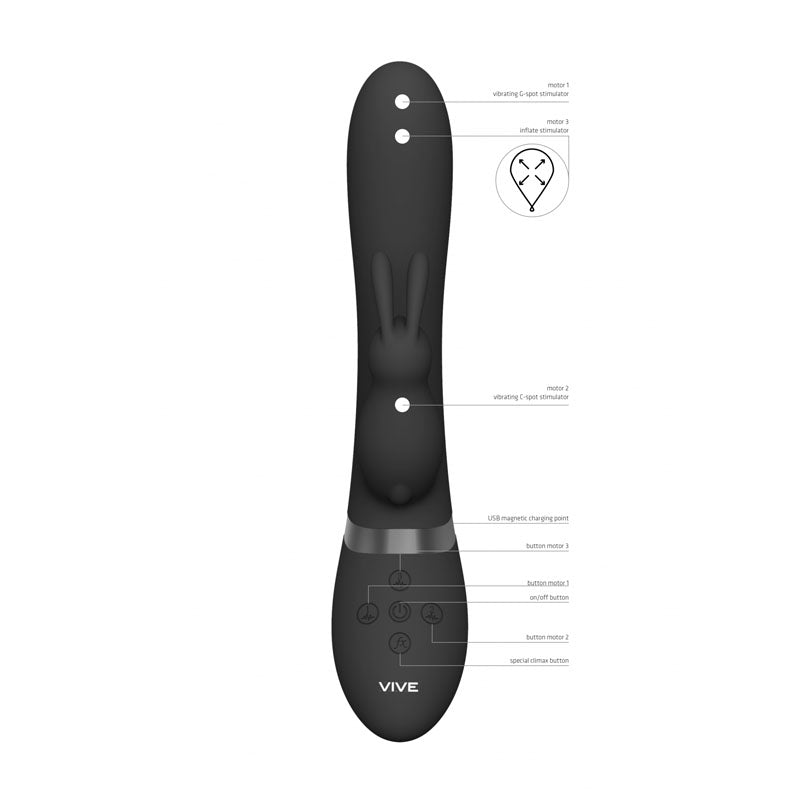 Vive TAKA Inflatable Rabbit Vibrator - Black