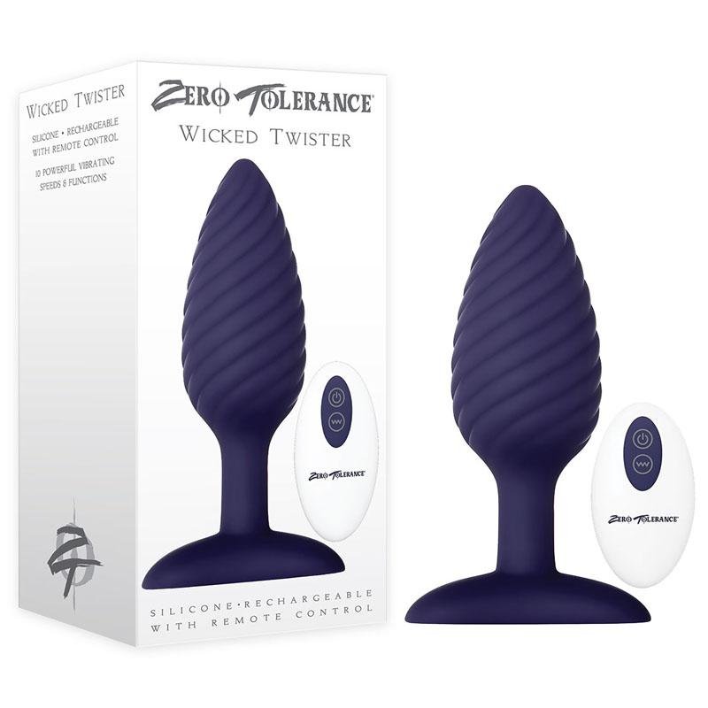 Zero Tolerance Wicked Twister - Blue Anal Plug with Remote Control